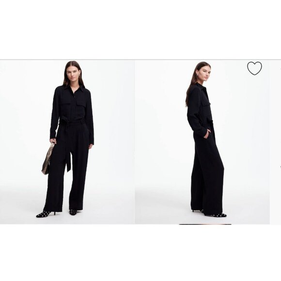 Madewell Pants - Madewell $198 Tie-Waist Straight-Leg Jumpsuit Black Size 8 NT362